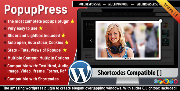 PopupPress v1.8 - Popups with Slider & Lightbox for WP