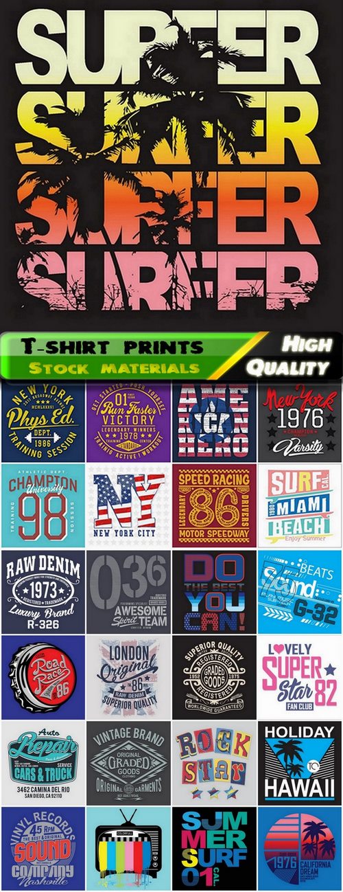 T-shirt prints design in vector from stock #45 - 25 Eps