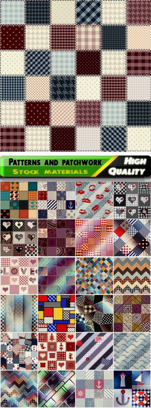 Abstract seamless patterns and patchwork - 25 Eps
