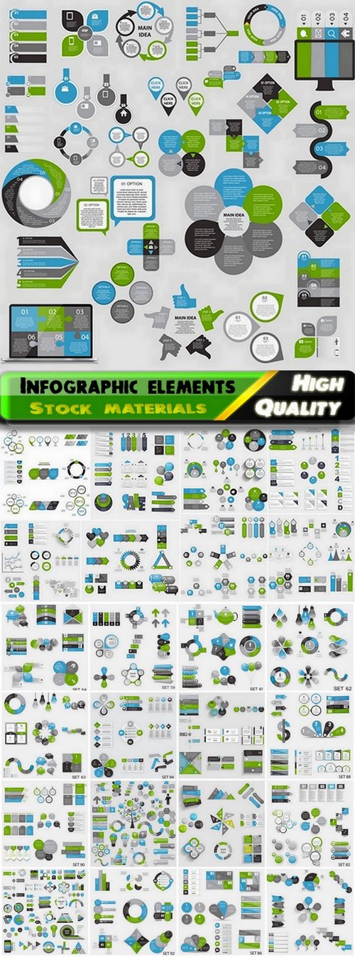 Big set of infographic elements for business - 25 Eps