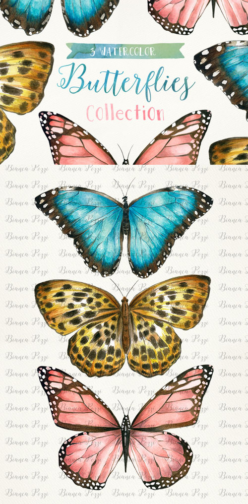 03 Watercolor Butterflies - Creativemarket 198350