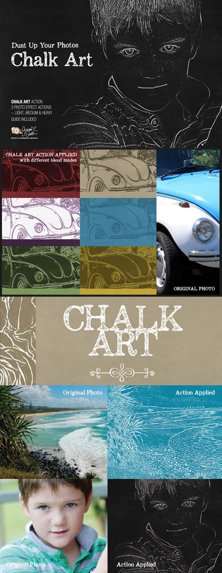 Chalk Art Actions for Photoshop