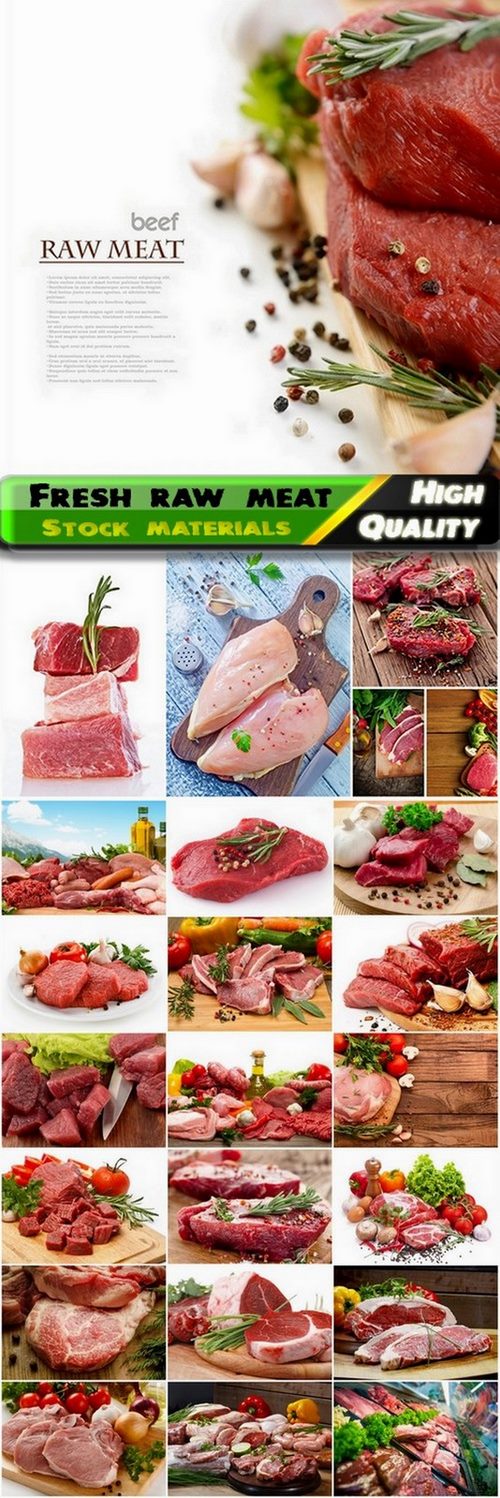 Fresh raw meat steak with vegetables and spices - 25 HQ Jpg