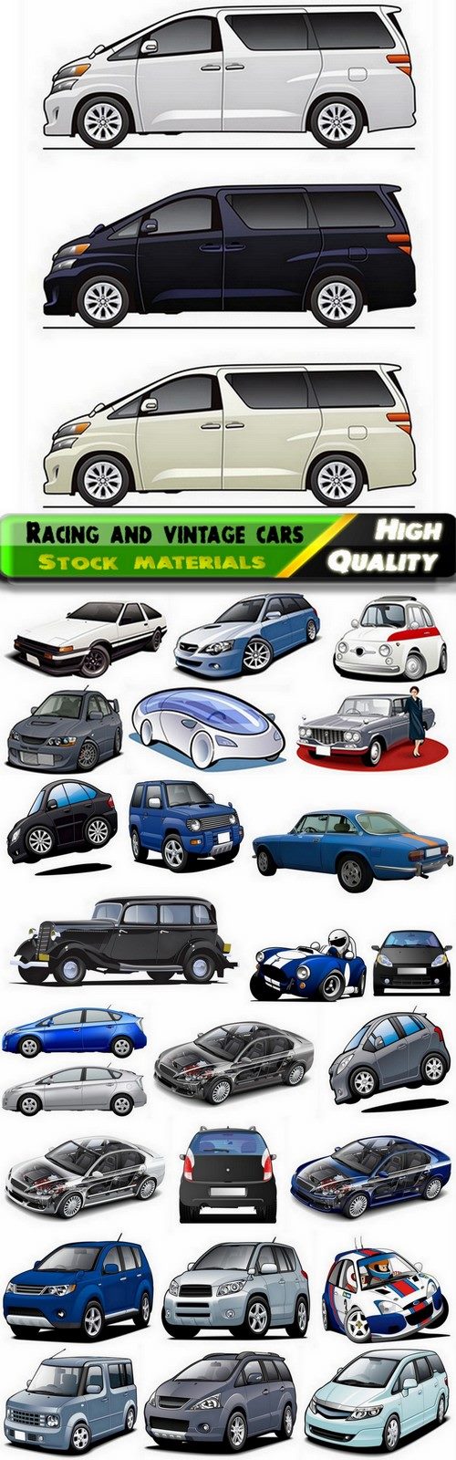 Cars racing and vintage cars illustrations - 25 HQ Jpg