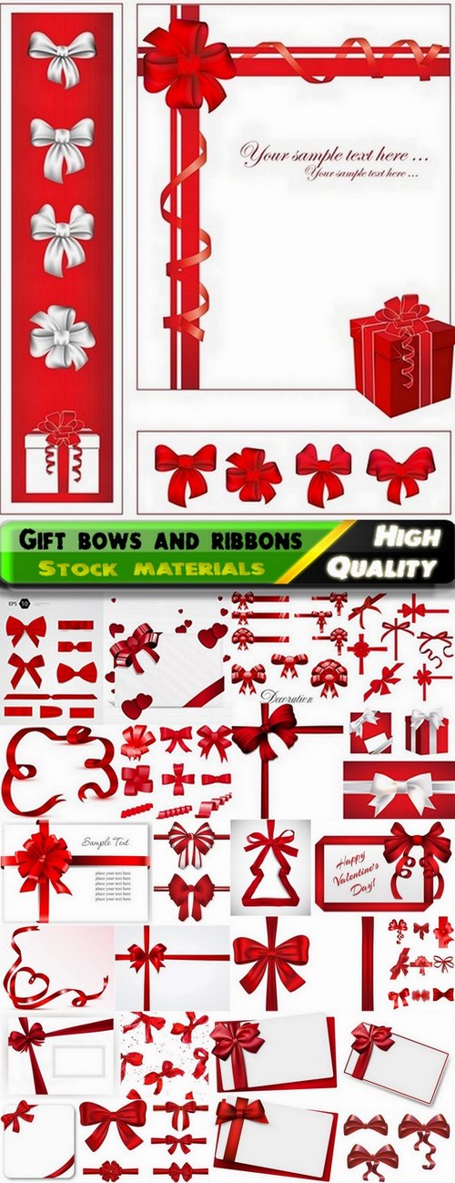 Gift bows and ribbons for holiday cards - 25 Eps