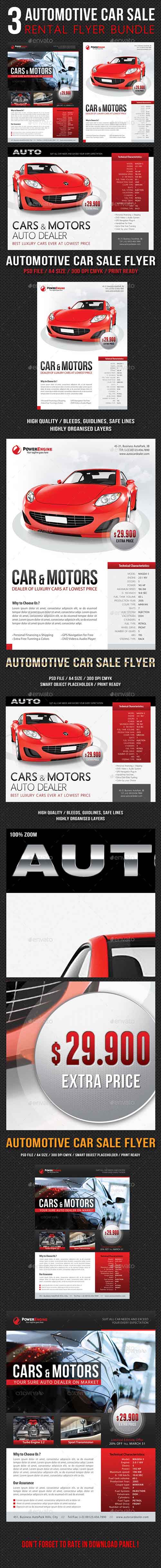 GraphicRiver - 3 in 1 Automotive Car Sale Rental Flyer Bundle 10922071