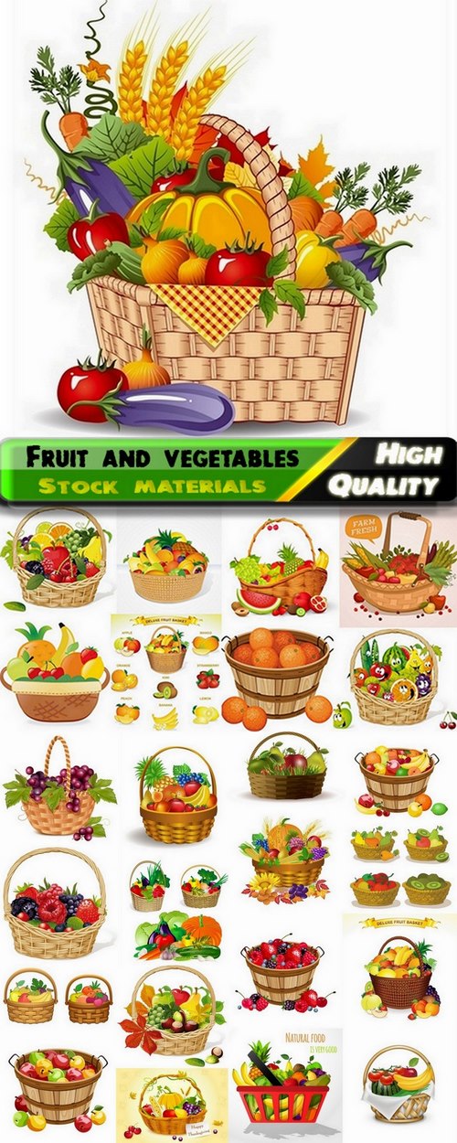 Baskets with fruit and vegetables - 25 Eps
