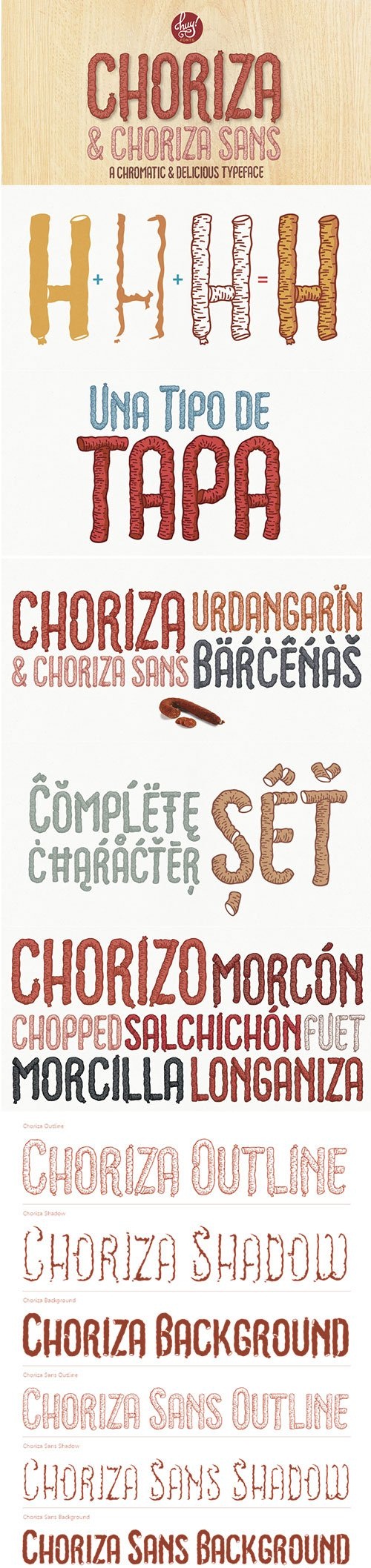 Choriza - Multilayered Spicy Spanish Sausage Typeface