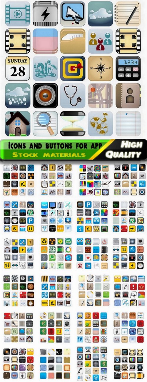 Icons and buttons for applications and web design - 25 Eps