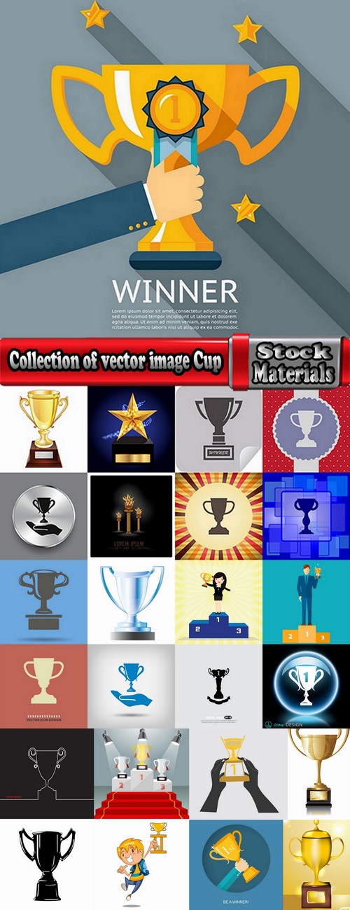 Collection of vector image Cup prize ovation logo icon 25 Eps