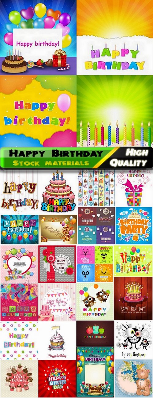 Happy Birthday Template Design in vector from stock #12 - 25 Eps