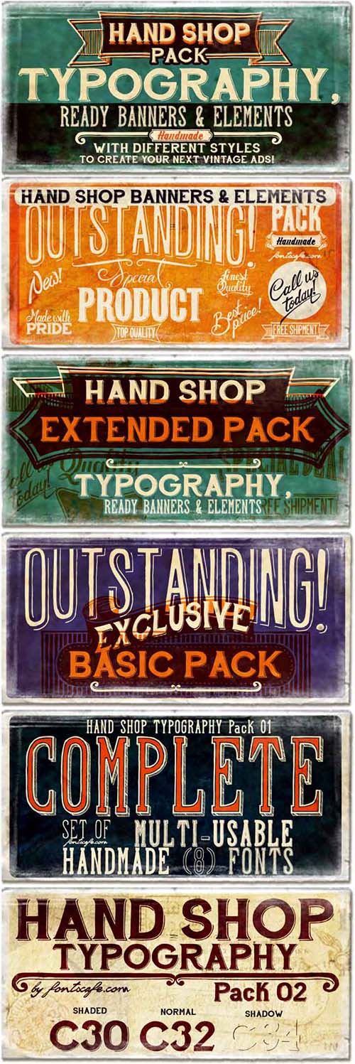 Hand Shop Pack Font  Family