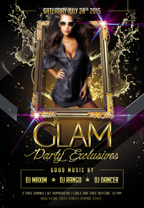 Flyer Template - Glam Party Exclusives Facebook Cover