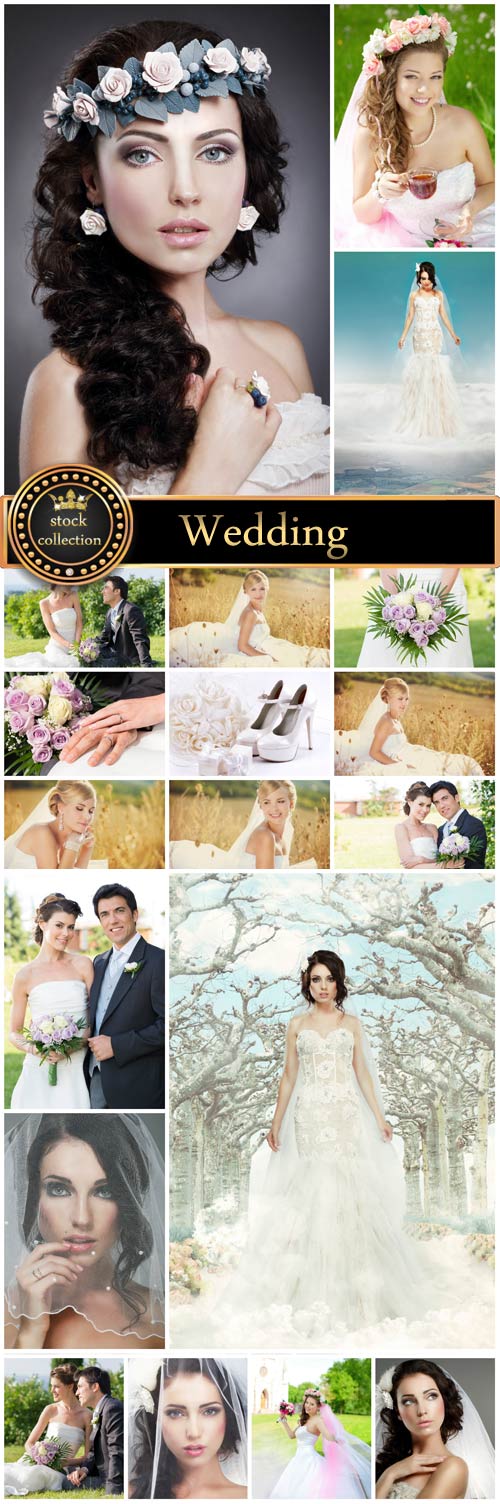 Wedding, beautiful bride, groom - stock photos