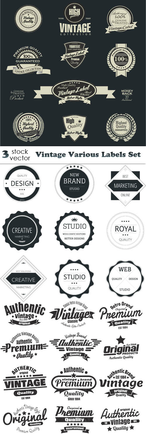 Vectors - Vintage Various Labels Set 3