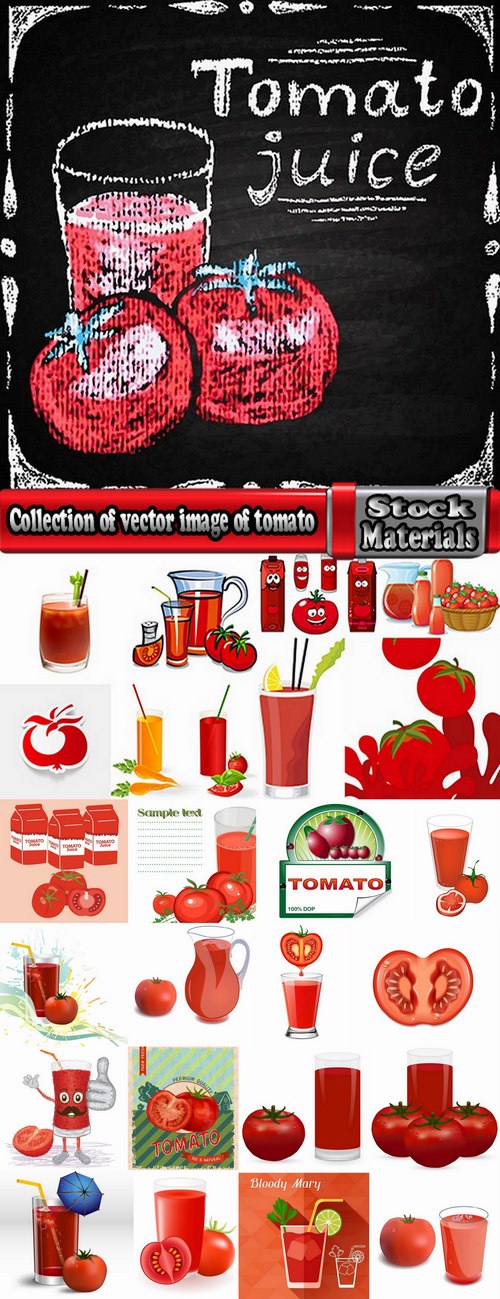Collection of vector image of tomato juice tomato glass beaker 25 Eps