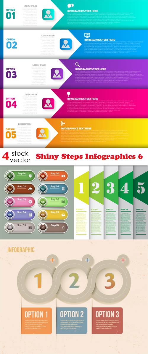 Vectors - Shiny Steps Infographics 06