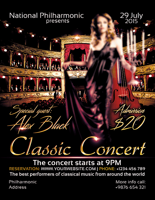 Classic Concert Flyer PSD Template + FB Cover