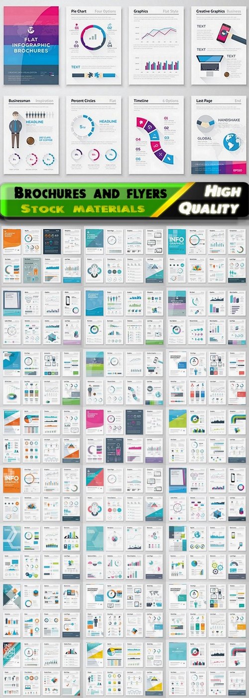 Brochures and flyers with infographic elements and diagrams for business company in vector from stoc...