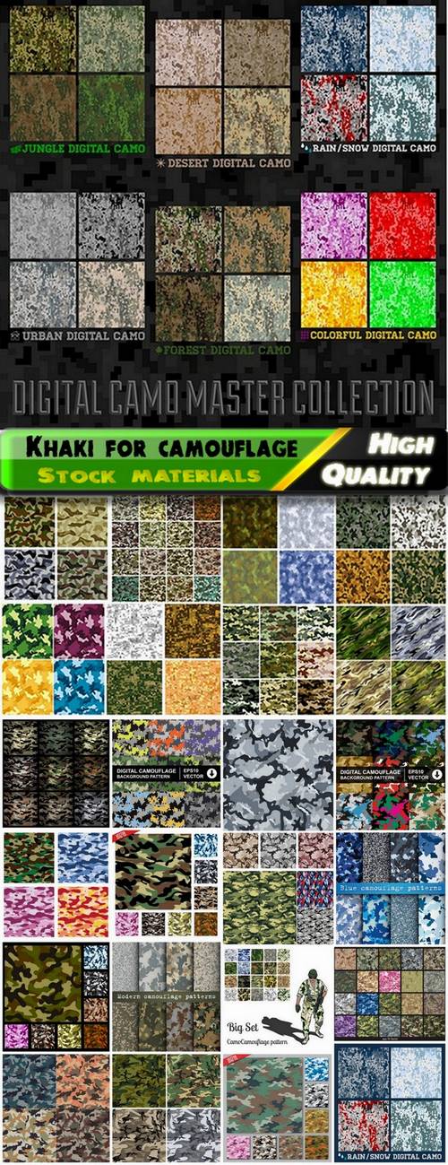 Abstract seamless patterns color of military khaki for army camouflage in vector from stock 4