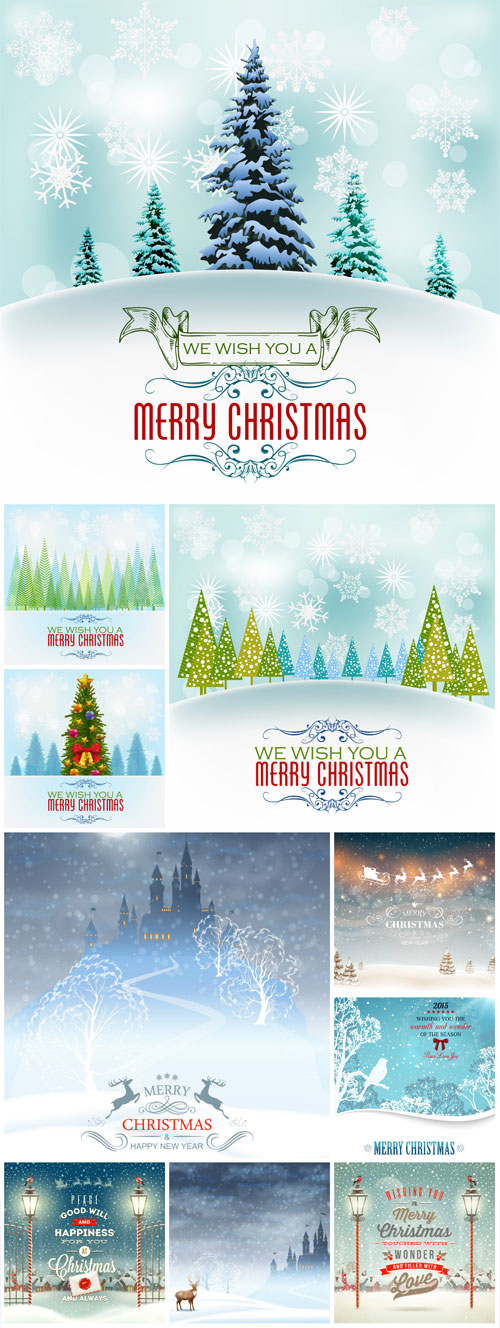 Christmas and New Year, vector winter background