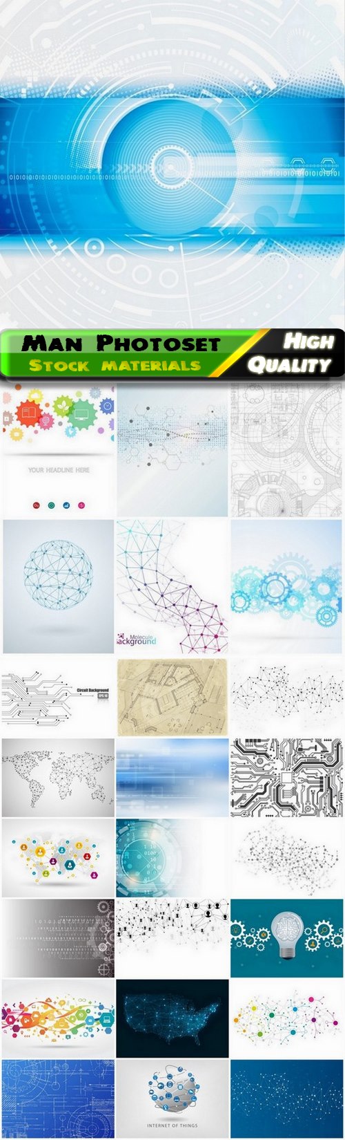Abstract futuristic technological background with gear and drawings - 25 Eps